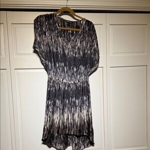 Express Black & White Brushstroke High-Low Dress
